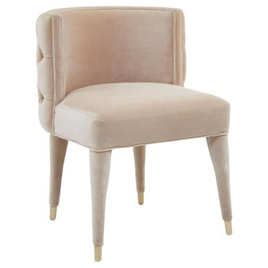Villi Beige Velvet Tufted Curved Dining Chair - Image 4