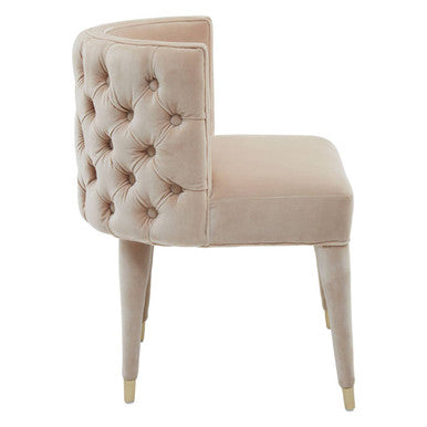 Villi Beige Velvet Tufted Curved Dining Chair - Image 6