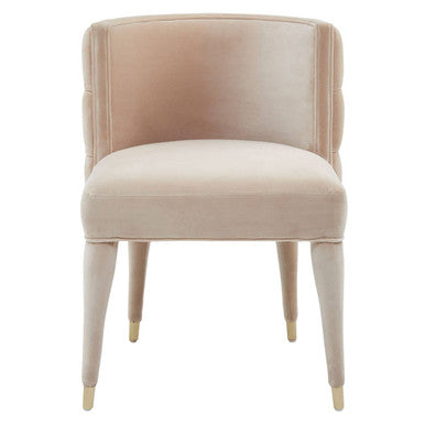 Villi Beige Velvet Tufted Curved Dining Chair - Image 2