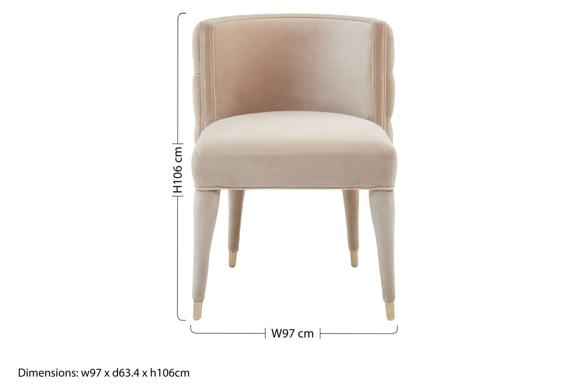 Villi Beige Velvet Tufted Curved Dining Chair - Image 10