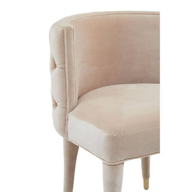 Villi Beige Velvet Tufted Curved Dining Chair - Image 8