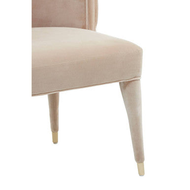 Villi Beige Velvet Tufted Curved Dining Chair - Image 9