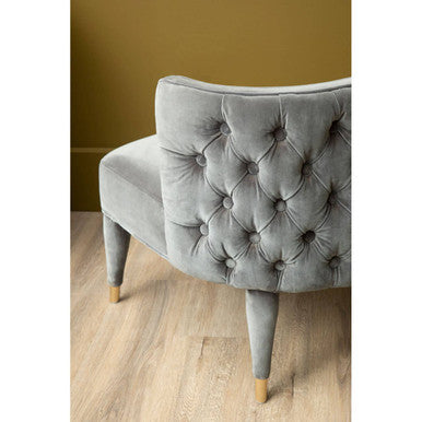 Villi Grey Velvet Tufted Curved Chair