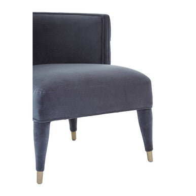 Villi Grey Velvet Tufted Curved Chair