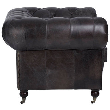 Victor Dark Grey Brown Leather Chesterfield Chair