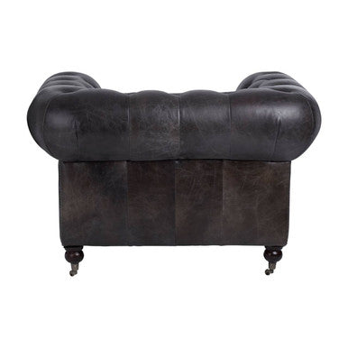 Victor Dark Grey Brown Leather Chesterfield Chair