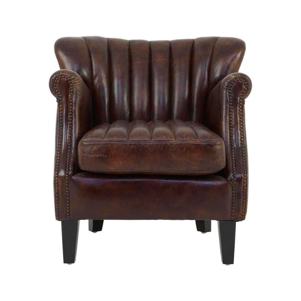 Victor Winged Brown Leather Armchair