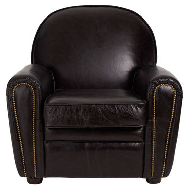 Victor Black Leather Classic Armchair - Image 2