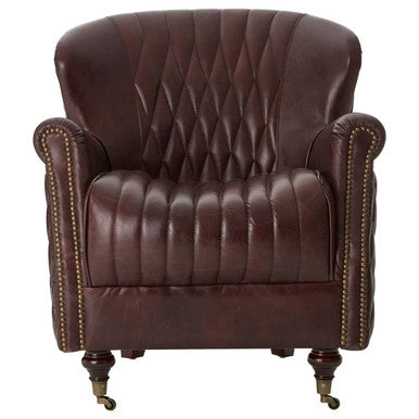 Victor Brown Leather Winged Back Armchair - Image 2