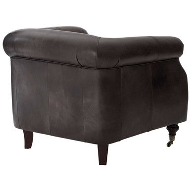 Victor Dark Grey Brown Leather Curved Armchair - Image 6
