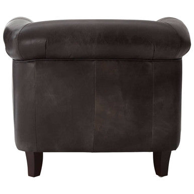 Victor Dark Grey Brown Leather Curved Armchair - Image 7