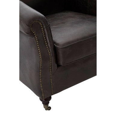 Victor Grey Leather Winged Armchair