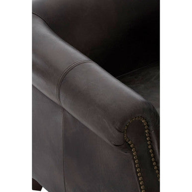 Victor Dark Grey Brown Leather Curved Armchair - Image 9