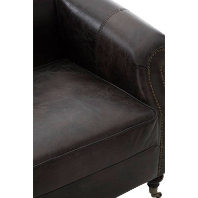 Victor Dark Grey Brown Leather Curved Armchair - Image 10