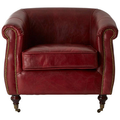 Victor Deep Red Leather Armchair - Image 2