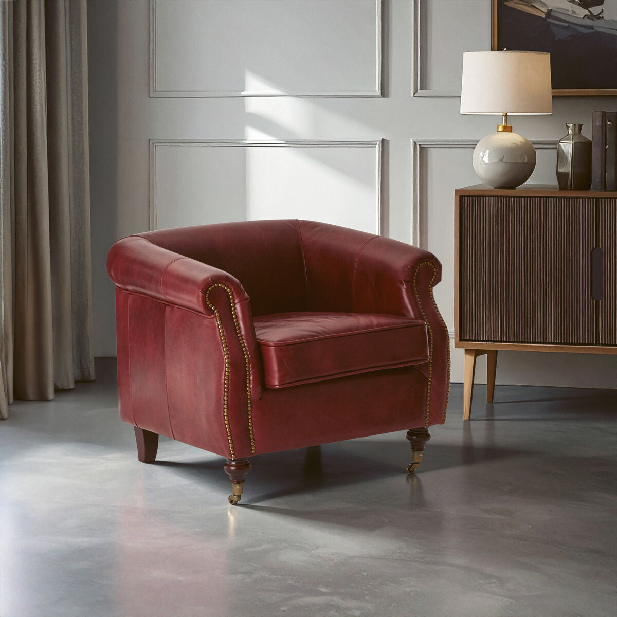 Victor Deep Red Leather Armchair