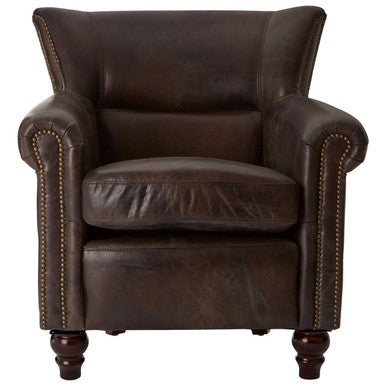 Victor Dark Grey Brown Leather Armchair - Image 2