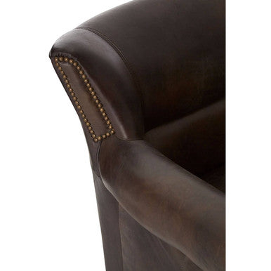 Victor Dark Grey Brown Leather Armchair