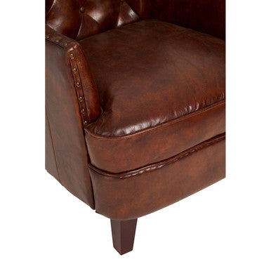 Victor Mocha Brown Button Back Armchair