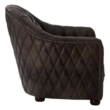 Victor Dark Grey Brown Leather Tub Chair - Image 6
