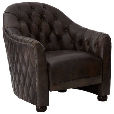 Victor Dark Grey Brown Leather Tub Chair - Image 4