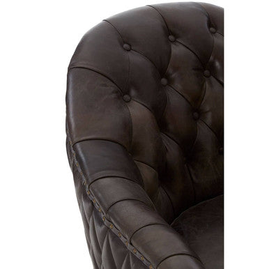 Victor Dark Grey Brown Leather Tub Chair - Image 9