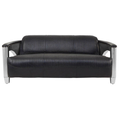 3 Seater Black Leather Sofa, Victor - Image 2