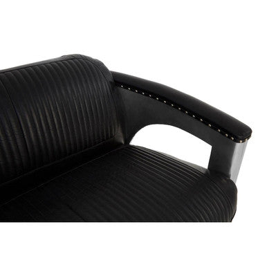 Victor 3 Seat Black Leather Sofa