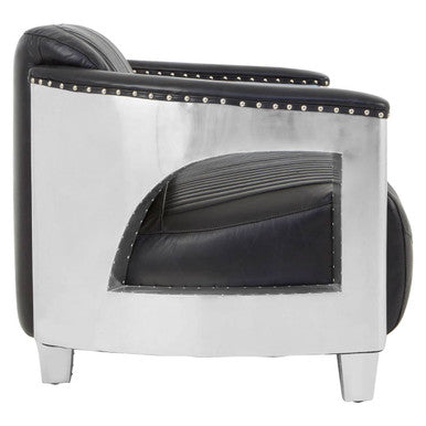 2 Seater Black Leather Sofa, Victor - Image 4