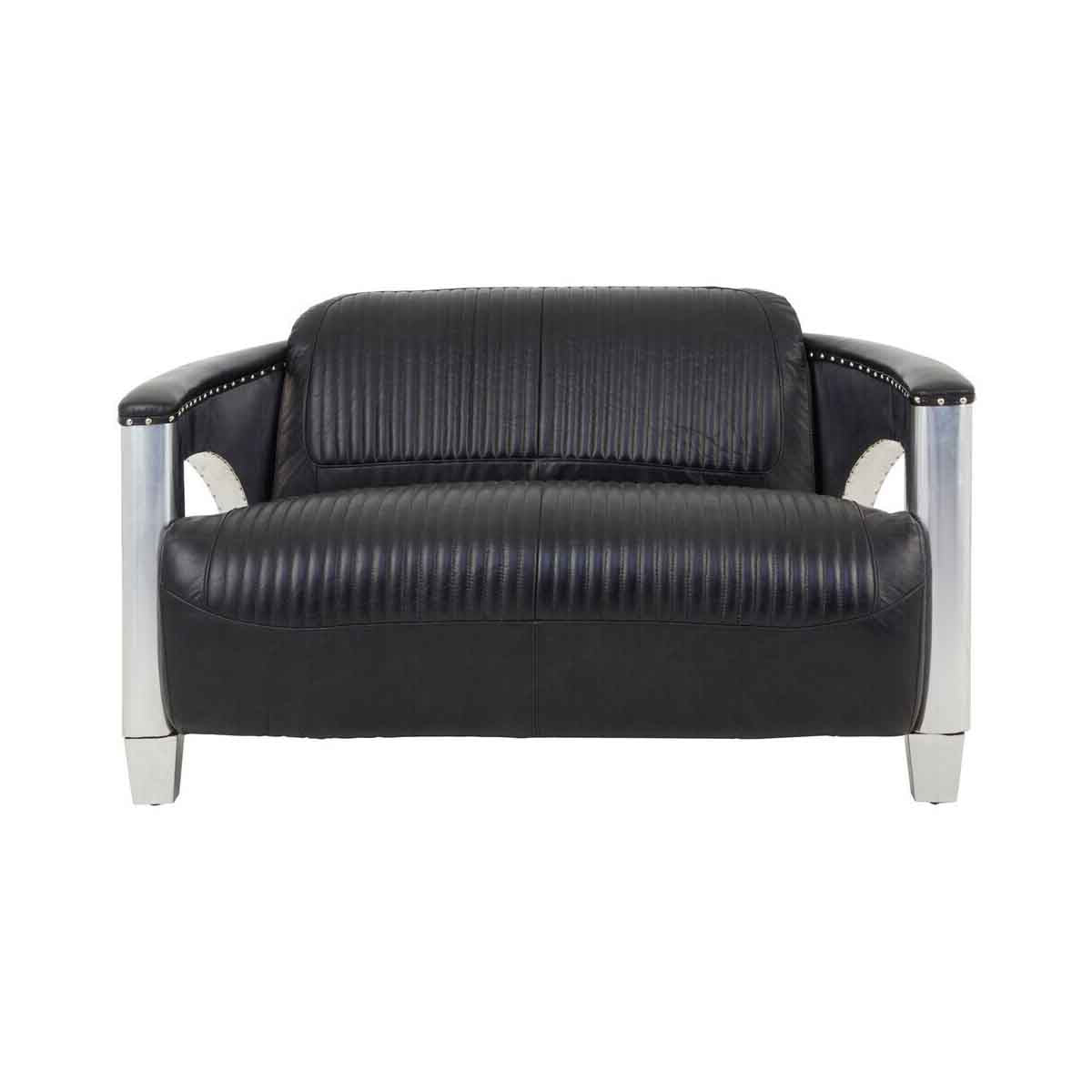 Victor 2 Seat Black Leather Sofa