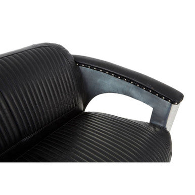 Victor 2 Seat Black Leather Sofa