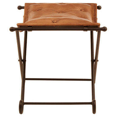 Buffalo Brown Leather And Iron Folding Stool