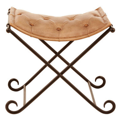 Buffalo Light Brown Leather And Iron Stool