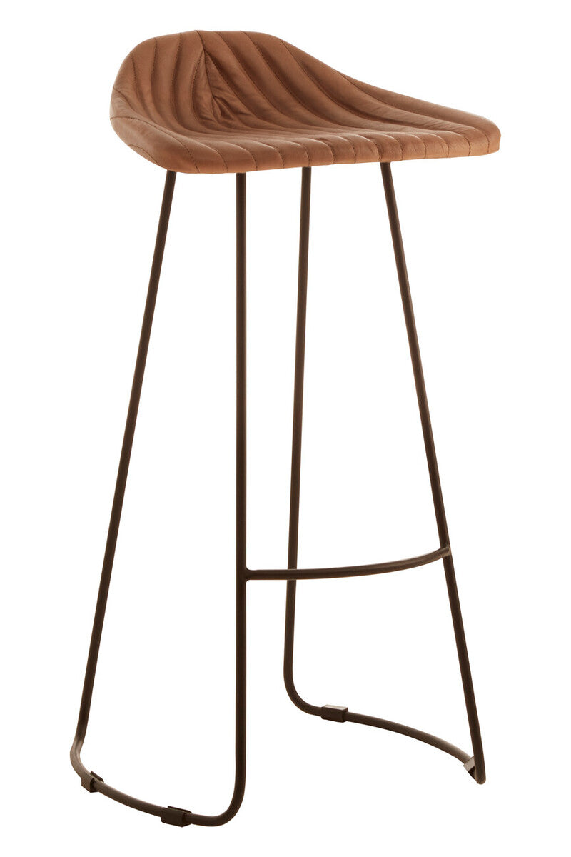 Buffalo Light Brown Leather Bar Stool With Footrest