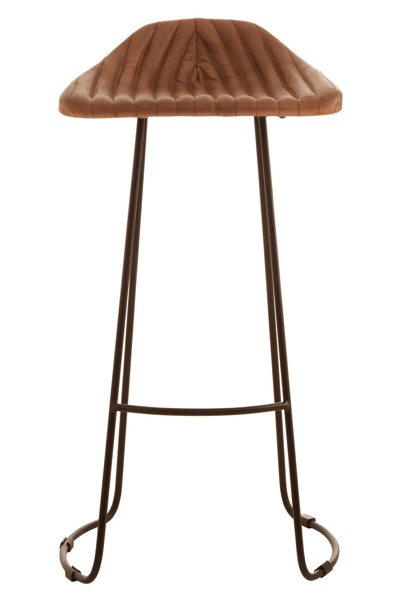 Buffalo Light Brown Leather Bar Stool With Footrest