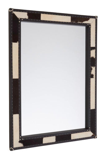 Kensington Townhouse Black And White Genuine Cowhide Wall Mirror - Image 3