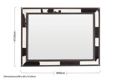 Kensington Townhouse Black And White Genuine Cowhide Wall Mirror - Image 7