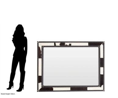 Kensington Townhouse Black And White Genuine Cowhide Wall Mirror