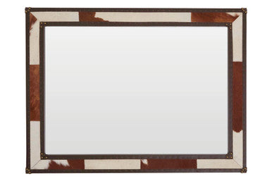 Kensington Townhouse Brown And White Genuine Cowhide Wall Mirror