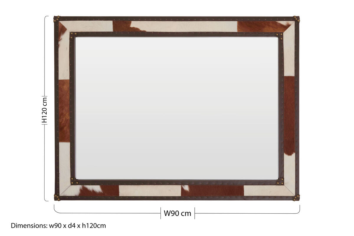 Kensington Townhouse Brown And White Genuine Cowhide Wall Mirror - Image 9