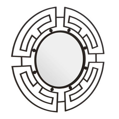 Jalal Black Metal Frame Round Wall Mirror