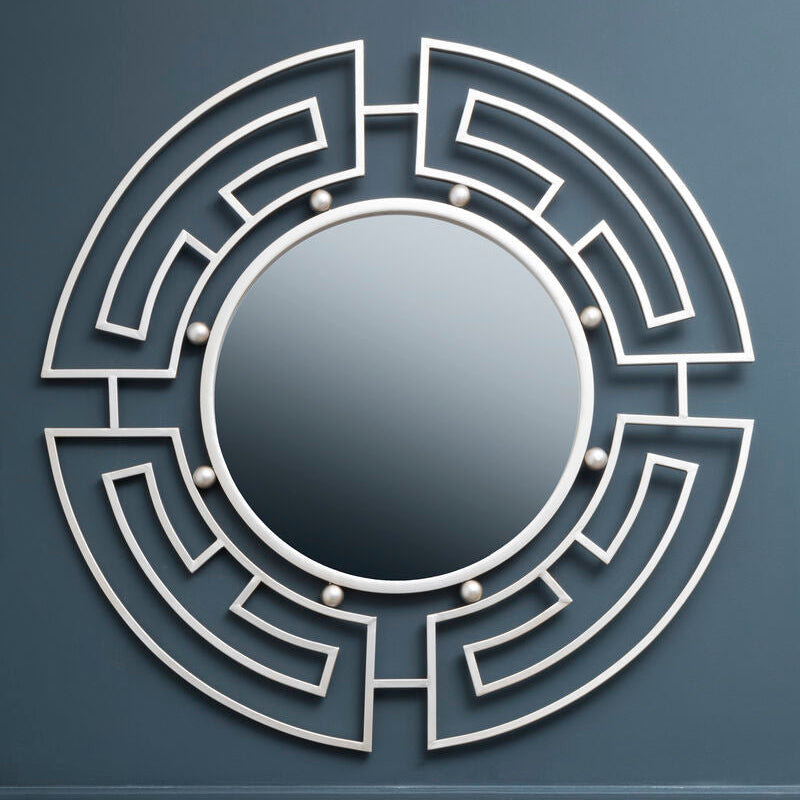 Jalal Silver Metal Frame Round Wall Mirror