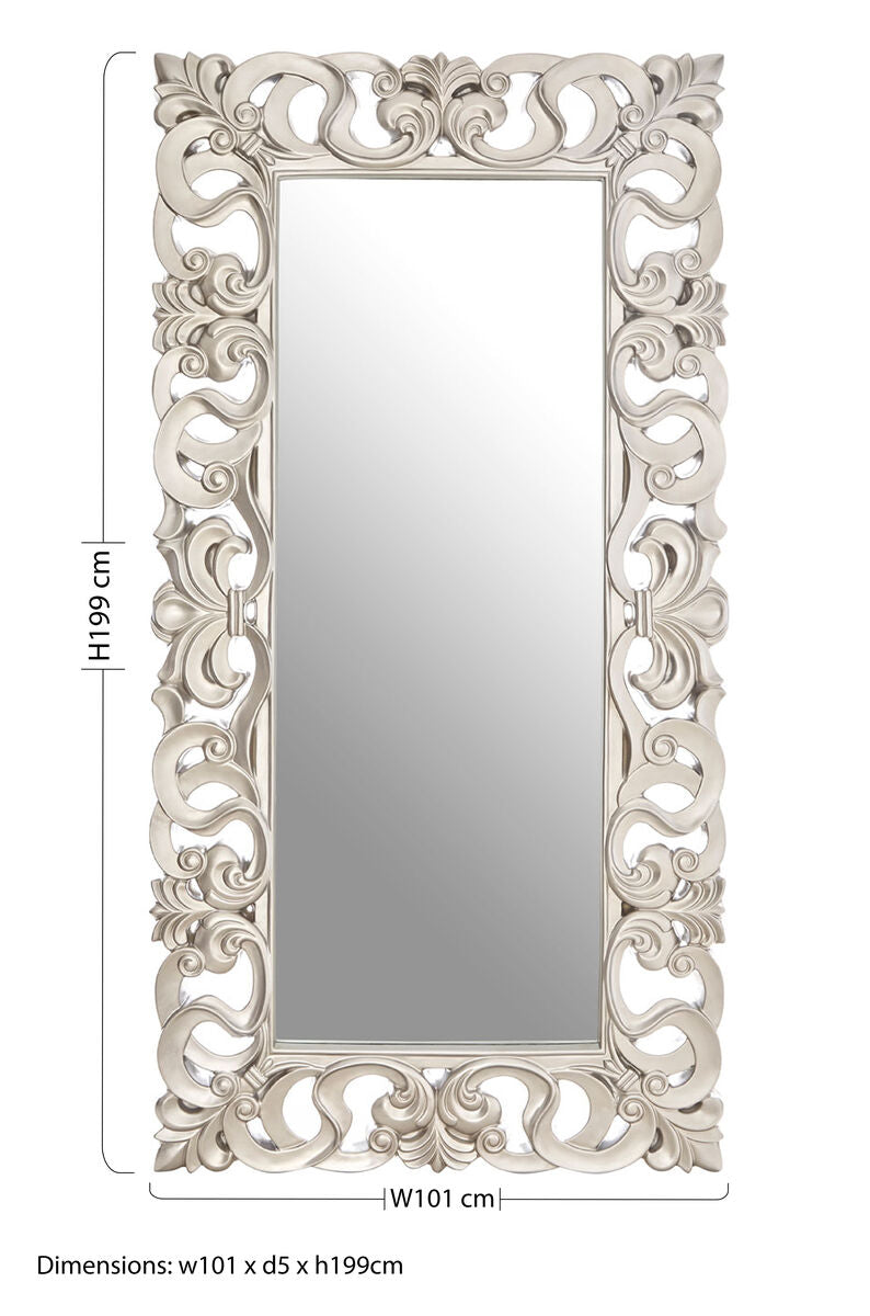 Palazio Rectangular Wall Mirror with Silver Finish