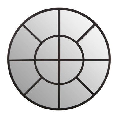 Descartes Black Finish Round Wall Mirror