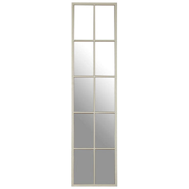 Vertical mirror with a grid of small reflective panels on a white background