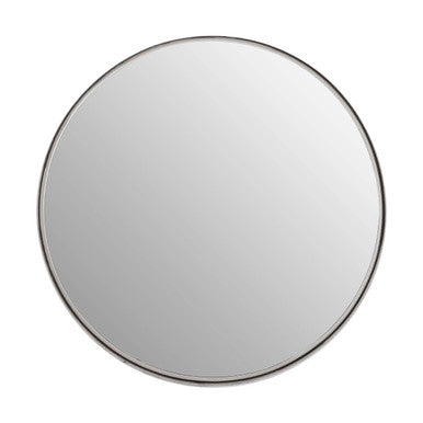 Round mirror with a black rim on a white background