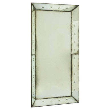 Rectangular mirror with decorative frame on a white background