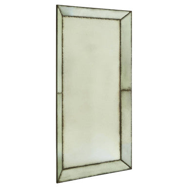 Rectangular mirror with a decorative frame on a white background