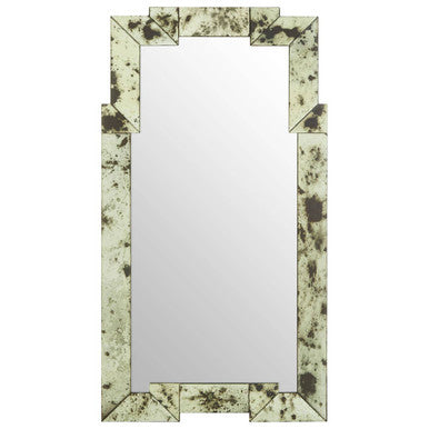 Rectangular mirror with a decorative frame on a white background