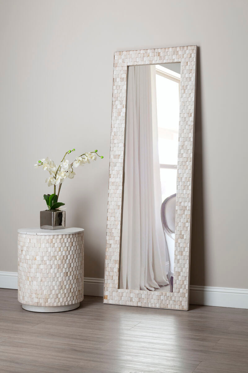 Hestina Rectangular White Wash Mosaic Wall Mirror - Image 2